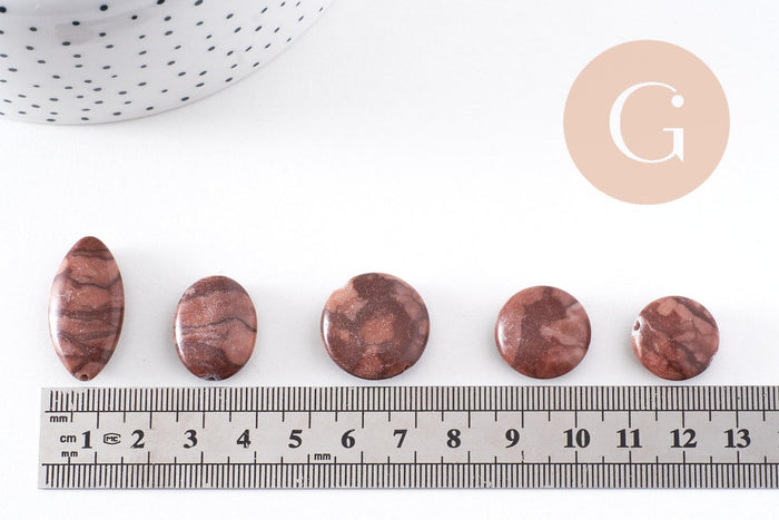 Perles en jaspe sésame zébré naturel marron, x1 fil de 38cm (G10244)