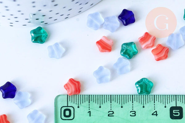 Perles étoile multicolore 8x8.5mm cristal tchèque, x50 (G5839)