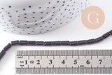 Perles facette rectangulaire verre noir, Perles verre, rectangle, cristal, fil de 55cm, X1 (G2438)
