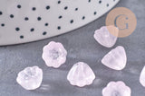 Perles fleur verre rose très clair, perles verre tchèque, perles fleur, verre violet, 11mm, x10 (G4586)