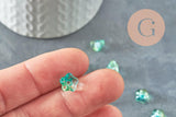 Perles fleur verre tchèque bleu vert transparent 8.5mm, x10 (G9836)