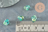 Perles fleur verre tchèque bleu vert transparent 8.5mm, x10 (G9836)