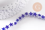 Perles fleurs verre millefiori artisanal 6.5-9mm, x1 fil de 40cm (G10493)