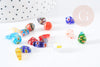 Perles goutte verre millefiori 10-17mm, perle verre artisanale verre pour création bijoux, x5 (G1943)