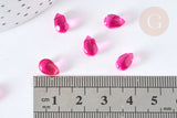 Perles gouttes cristal rose foncé 9mm, perle, x50 (G7298)