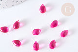 Perles gouttes cristal rose foncé 9mm, perle, x50 (G7298)