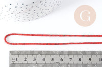 Perles heishi howlite naturelle rouge 2mm, fil de 30cm, x1 (G7266)