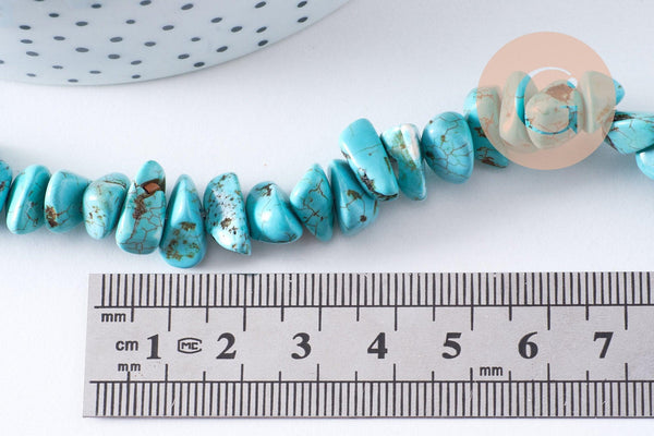 Perles howlite naturelle turquoise 12-14-16-18mm, x1 fil de 37cm (G1851)