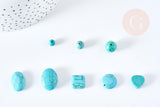 Perles howlite turquoise naturelle carrée goutte ronde disque, x5 (G1769)