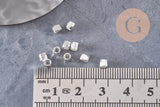 Perles intercalaires facettées laiton argenté ou doré, 3x3mm, x50 (G9906)