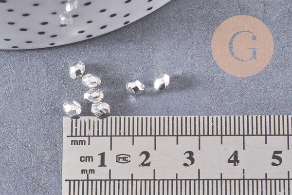 Perles intercalaires facettées zamac argenté 3mm, x 50-100-200 (G1894)