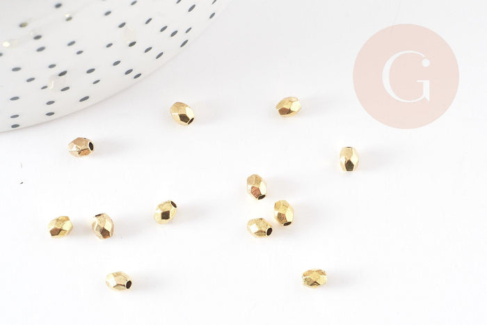 Perles intercalaires facettées zamac doré 4x3.5mm, x50 (6.5gr) (G1547)