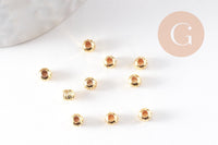 Perles intercalaires laiton doré 18k 4mm, perles dorées pour création bijoux x10 (G0307)