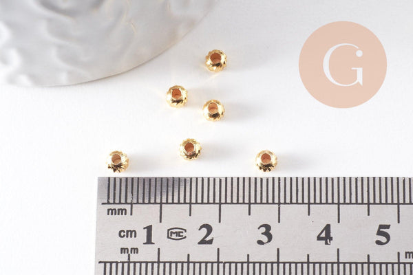Perles intercalaires laiton doré 18k 4mm, perles dorées pour création bijoux x10 (G0307)