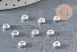 Cuentas espaciadoras redondas de acero inoxidable 304 plateado de 5 mm, x10 (G11173)