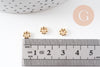 Perles intercalaires rondelles fleurs acier 304 inoxydable doré 18K 6mm, x10 (G10905)