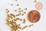 Perles intercalaires rondes en laiton brut 2.5 mm, x100 (4g) (G5977)