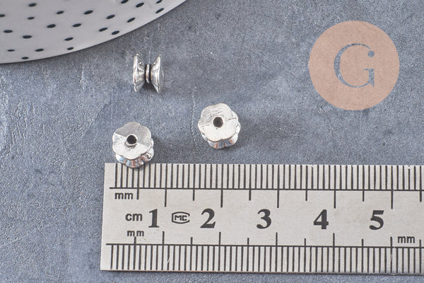 Perles intercalaires tube argent vieilli 7mm x10, (G1438)