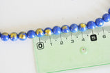 Perles jade bleu foncé et or perles rondes jade mashan bleu, bijou pierre naturelle,8mm, fil de 40cm G3881