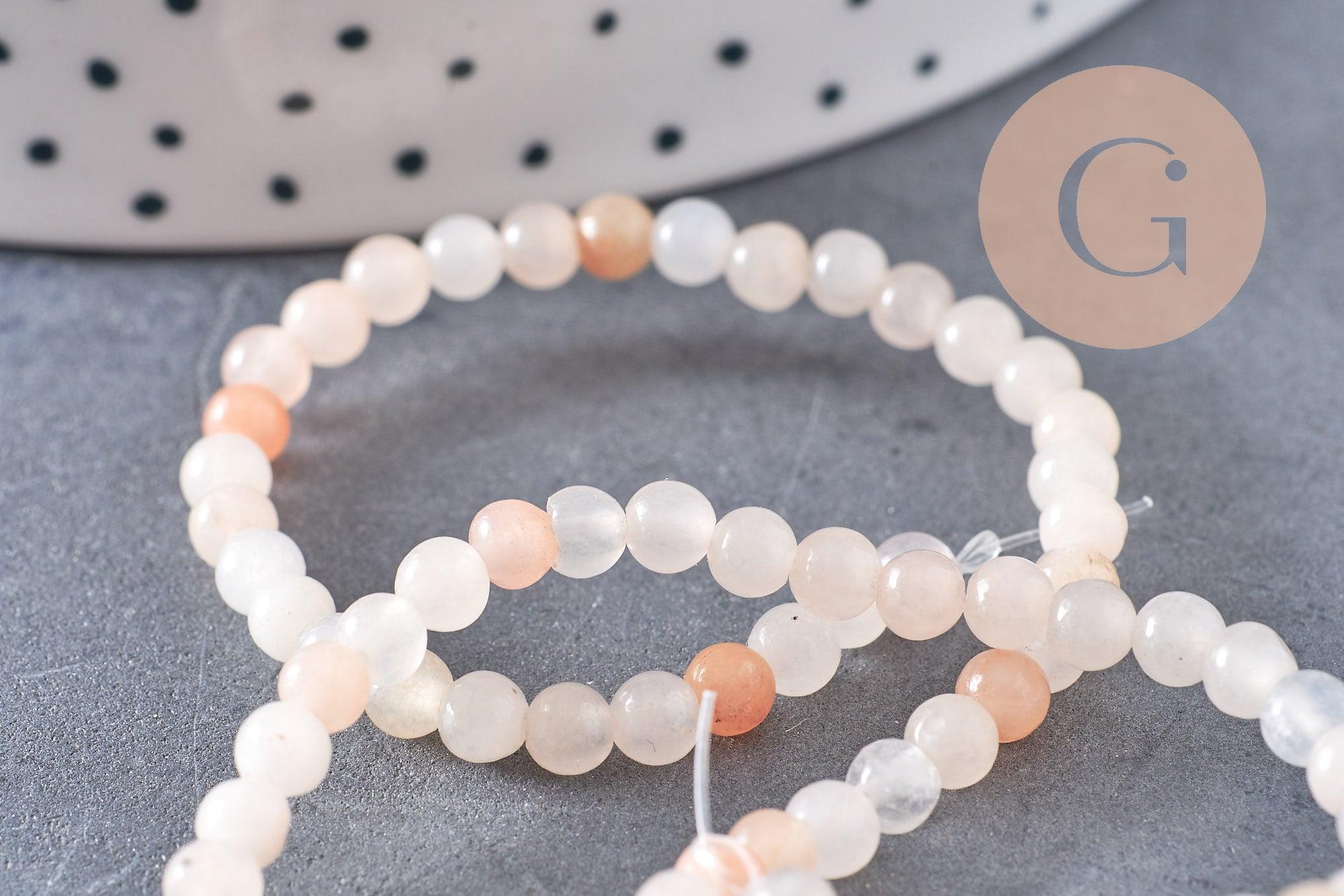 Perles jade naturel rose pâle4mm, x1 fil de 37cm (G3858)