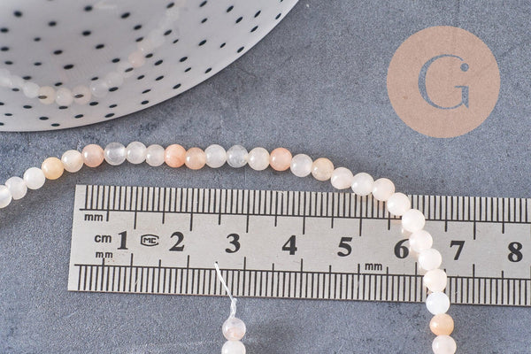 Perles jade naturel rose pâle4mm, x1 fil de 37cm (G3858)