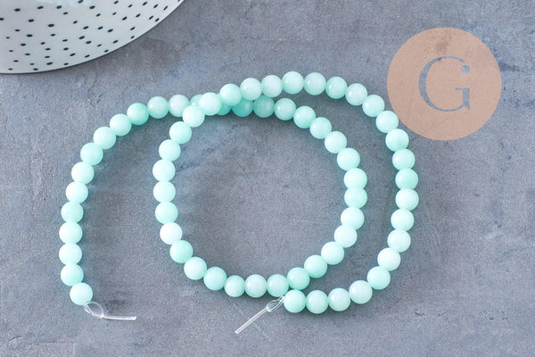 Perles jade turquoise, perles rondes,pierre naturelle jade, fils de 33cm 6mm x1 (G0464)