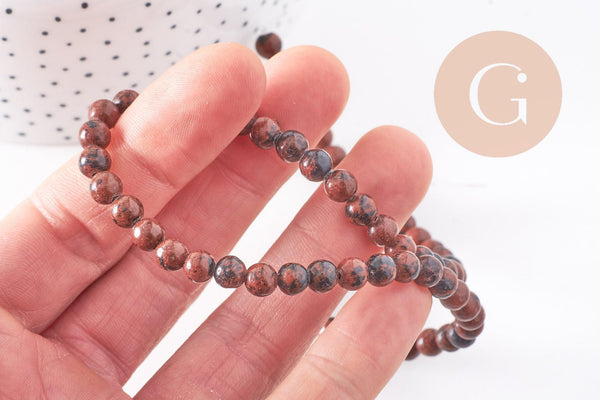 Perles jaspe bréchique naturel grade A 6mm, x1 fil de 38cm (G4412)