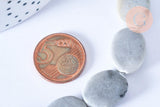 Perles jaspe gris ovale 19x14mm, perles en jaspe gris naturelle, x5 (G8381)