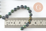 Perles jaspe karamba vert,jaspe gris,perle jaspe verr,perles pierres, jaspe naturel,6mm, fil de 30 perles, X1 (G3800)