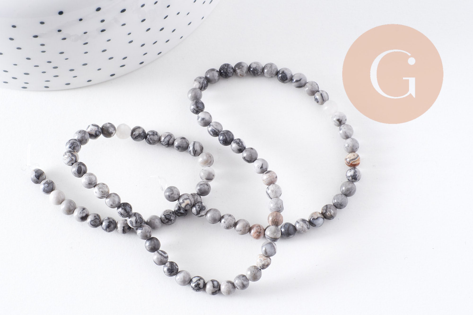 Perles jaspe picasso gris naturel 4mm,perles rondes, jaspe gris,pierre naturelle,perles jade,perles pierre,le fil de 83 perles, x1 (G0943)