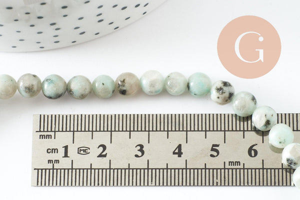 Perles jaspe sésame, jaspe bleuté,pierre naturelle,perles jade,jaspe naturel, 6mm, fil de 60perles , X1 (G3802)