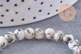 Perles jaspe sésame zébré naturel 6mm, x1 fil de 60 perles (G3822)