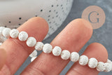 Perles lave de synthèse blanche 6mm, x1 fil de 38cm (G1289)
