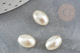 Perles ovale acrylique imitation perle eau douce beige 11mm, x5 (G9287)