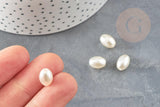 Perles ovale acrylique imitation perle eau douce beige 11mm, x5 (G9287)
