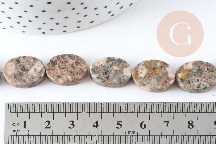 Perles ovales en jaspe sésame naturel 18x13mm, x5 (G3532)