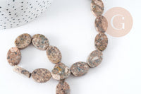 Perles ovales en jaspe sésame naturel 18x13mm, x5 (G3532)