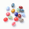 Perles ovales porcelaine multicolore 12mm, x10 (G10323)