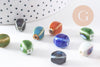 Perles ovales porcelaine multicolore antique 12-14mm, x10 (G10322)