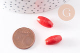 Perles ovales porcelaine rouge,perles céramique, porcelaine émaillée, 1.6cm, x5 (G5380)