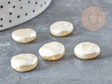Perles plates acrylique imitation perle eau douce beige 14.5mm, x5 (G9028)