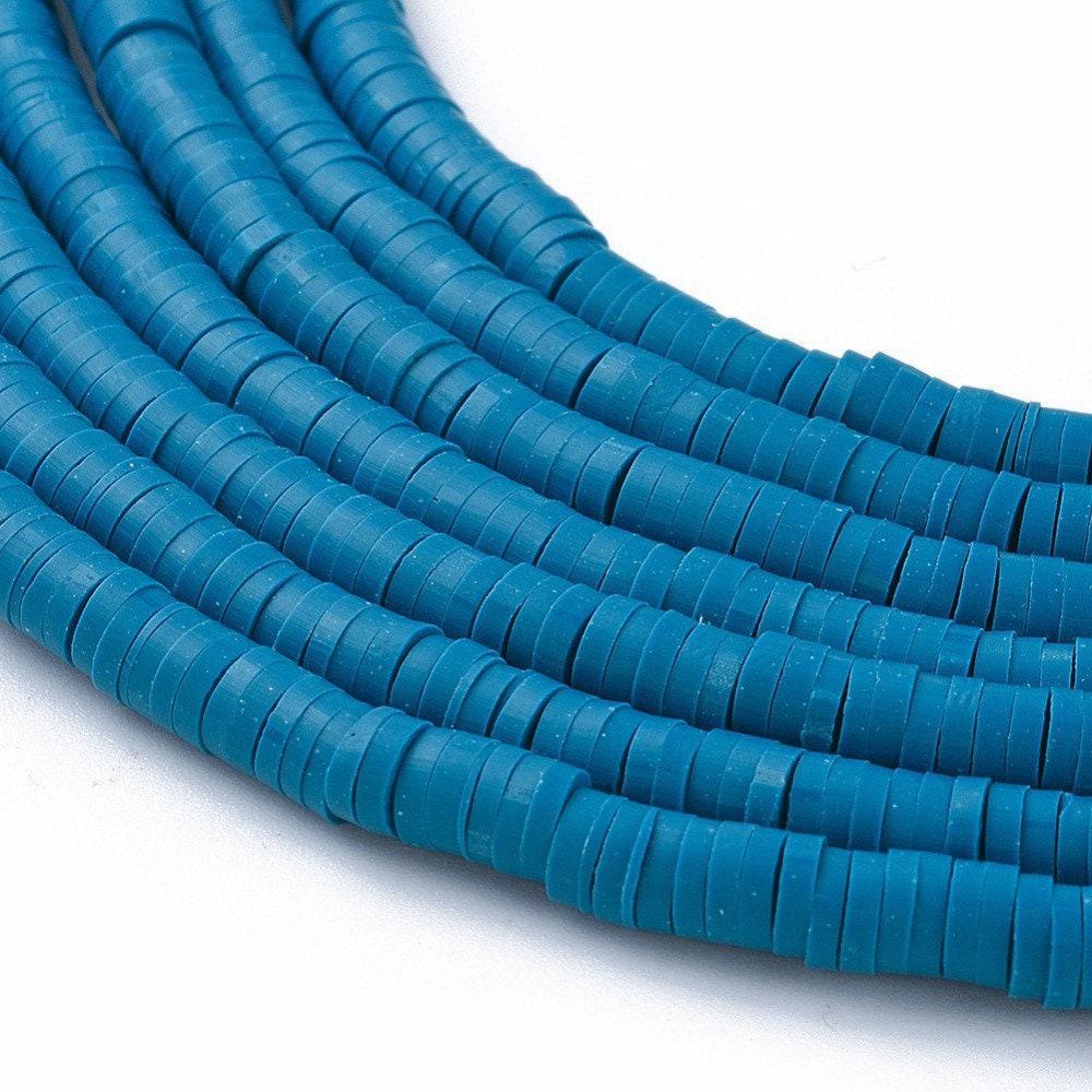 Perles polymère bleu bleu canard heishi, Perles plastique, perle heishi disque, 4mm,le fil de 320 perles, x1 G5434