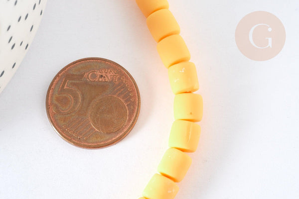 Perles polymère tube orange 5-7mm, fabrication bijoux plastique,le fil de 40cm G7196