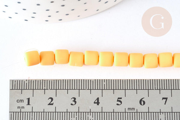 Perles polymère tube orange 5-7mm, fabrication bijoux plastique,le fil de 40cm G7196