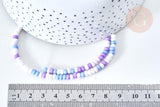 Perles porcelaine abacus violet pastel 4x3mm, création bijoux céramique, fil de 38cm, x1 (G7807)