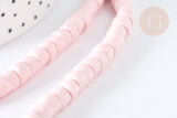 Perles porcelaine heishi rose clair 6mm, bijoux céramique, fil de 48cm, x1 (G7536)