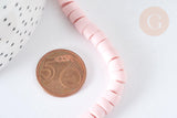Perles porcelaine heishi rose clair 6mm, bijoux céramique, fil de 48cm, x1 (G7536)