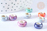 Perles porcelaine rondelle couleur mixte12-13mm, x10 (G7165)