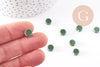 Perles porcelaine vert foncé, perle céramique, perle porcelaine,perle disque, céramique verte,8mm, x10 G4730