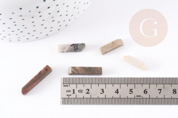 Perles rectangle jaspe naturel 10-30mm, x13 (G9081)